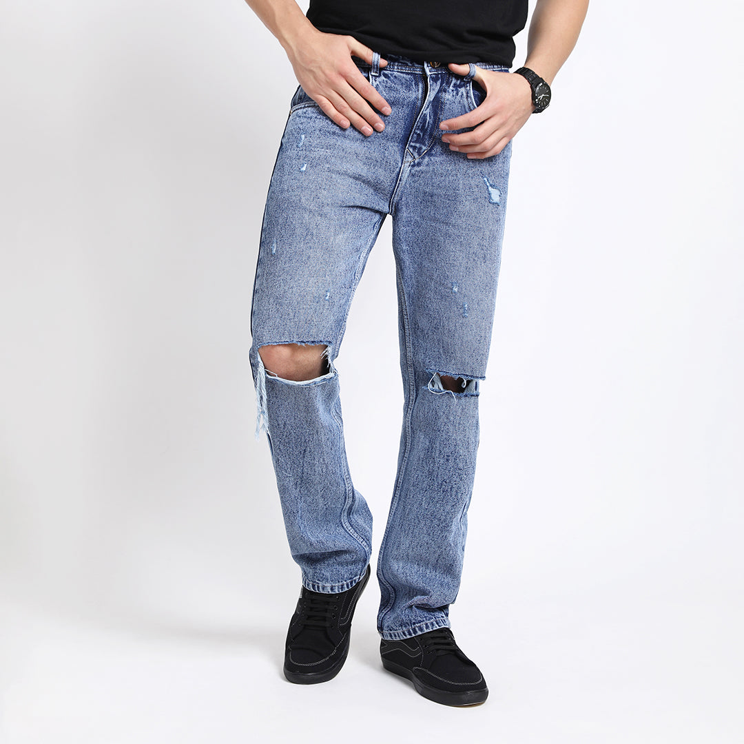 MED BLUE BAGGY FIT JEAN TEDDY 4719-2